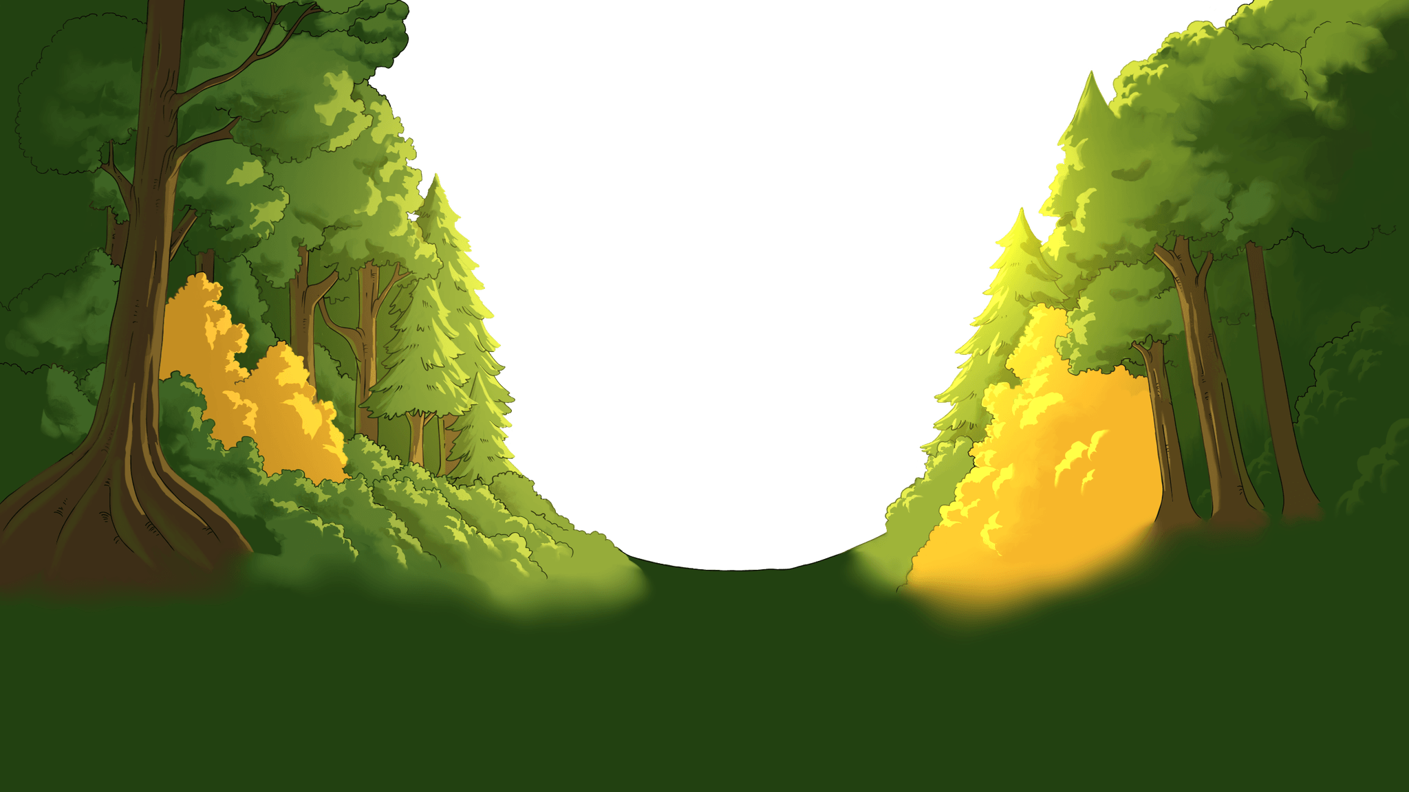 Close forest trees