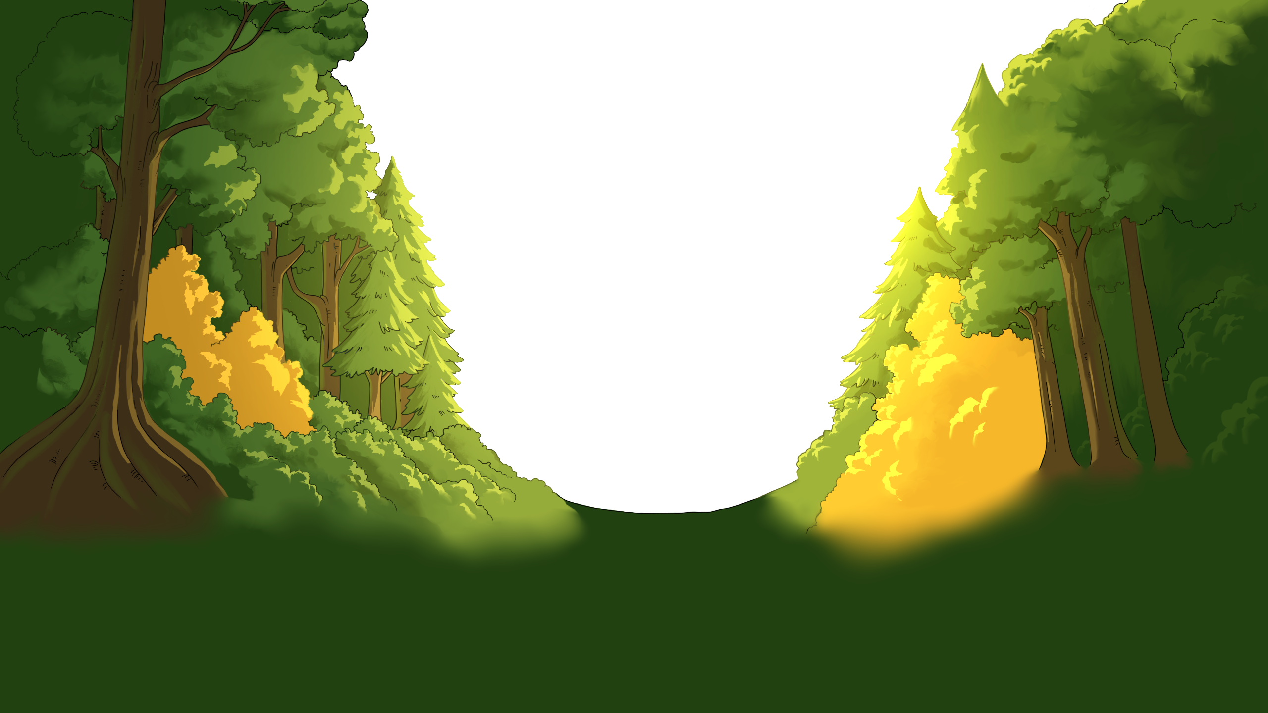 Close forest trees